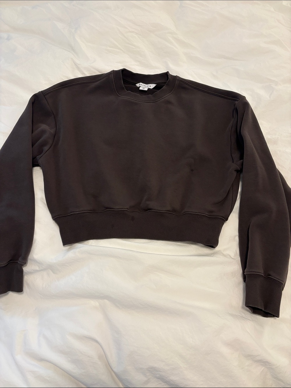 Athleta Dark Brown Cropped Crewneck Sweatshirt